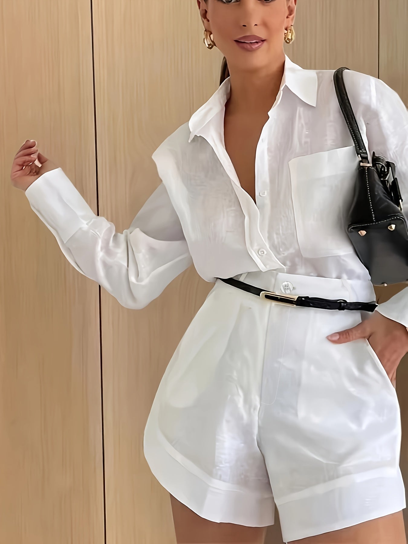 Women'S Elegant Fashion Pantsuit Set, Casual Style, Solid Color, Polyester, Spring/Summer Collection